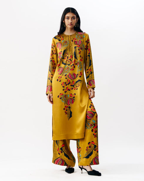 Multicolor printed kurta with trouser set