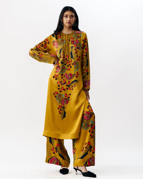 Multicolor printed kurta with trouser set