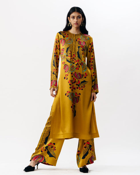 Multicolor printed kurta with trouser set