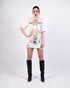 Multicolor printed satin silk dress