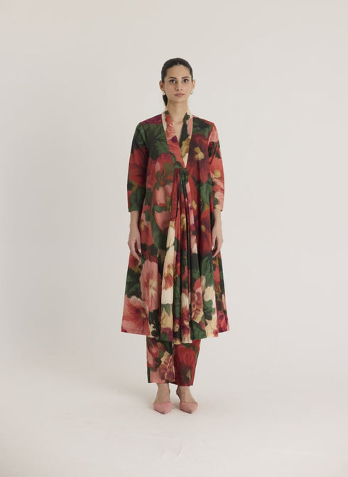 Multi color scarlett V neck kurta set