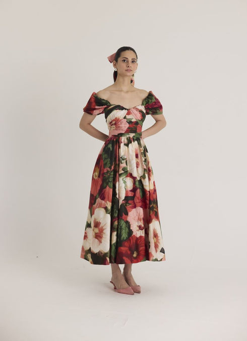 Multi color scarlett puff sleeve dress