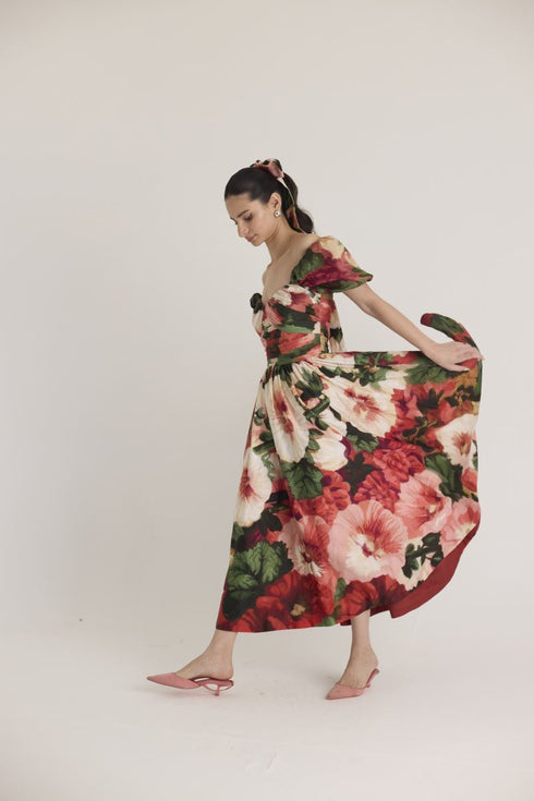 Multi color scarlett puff sleeve dress