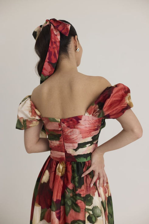 Multi color scarlett puff sleeve dress