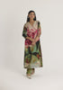 Multi color tilly embroidered long V neck kurta set