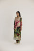 Multi color tilly embroidered long V neck kurta set