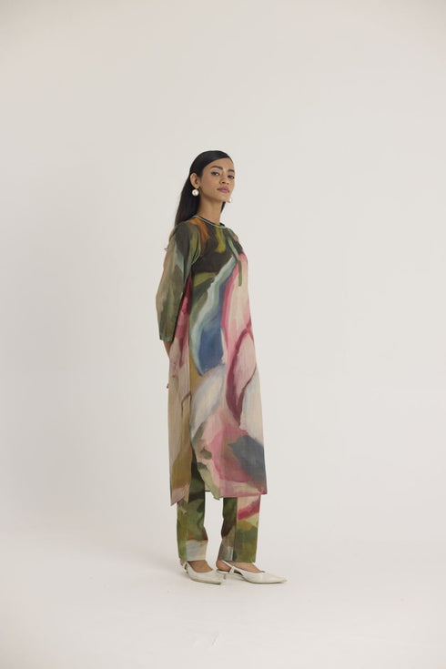 Multi color tilly long cotton kurta set