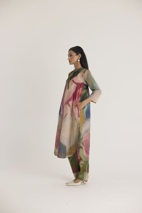 Multi color tilly long cotton kurta set