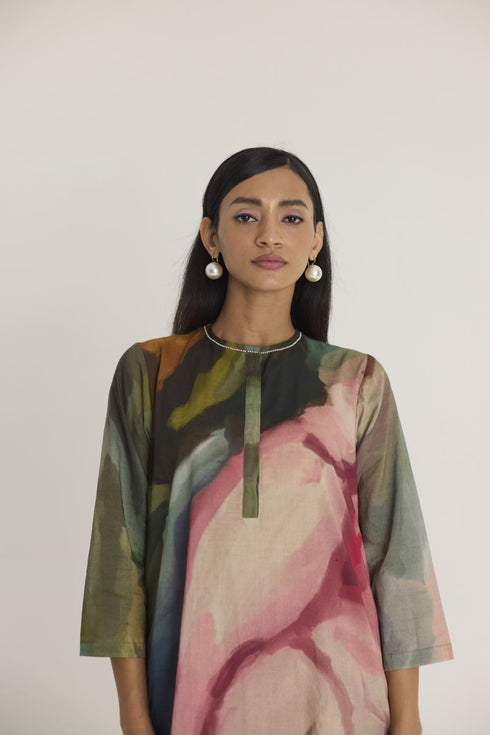 Multi color tilly long cotton kurta set