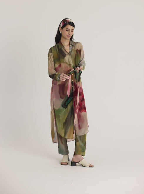 Multi color tilly wrap kurta set