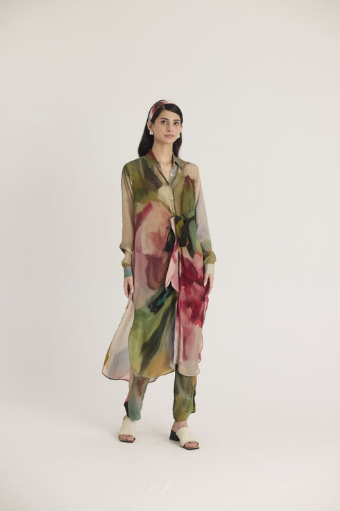 Multi color tilly wrap kurta set