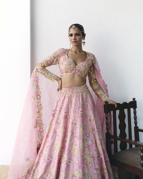 Muna baby pink lehenga set