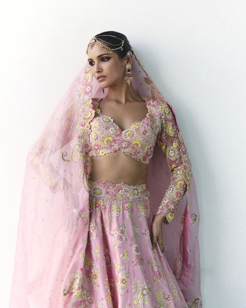 Muna baby pink lehenga set