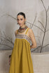 Mustard kala cotton embroidered dress