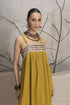 Mustard kala cotton embroidered dress