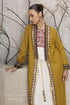 Mustard linen printed and embroidered jacket