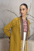 Mustard linen printed and embroidered jacket