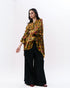 Mustard printed silk boxy kurta