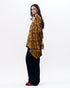 Mustard printed silk boxy kurta