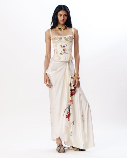 Ivory chikankari corset and trouser set