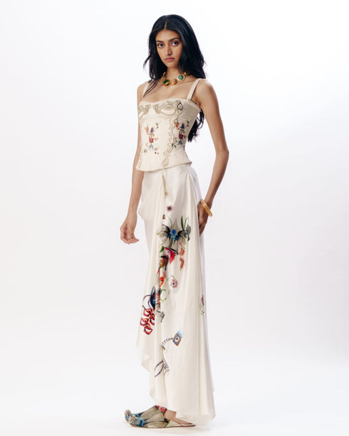 Ivory chikankari corset and trouser set