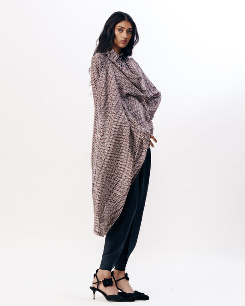 Muticolor draped dhoti top with pants