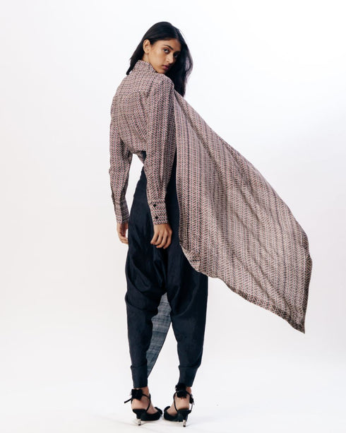 Muticolor draped dhoti top with pants