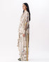 Muticolor draped top with broad pants