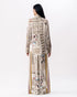 Muticolor draped top with broad pants
