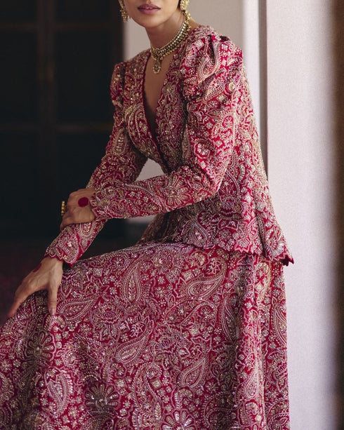 Naavah red jacket set