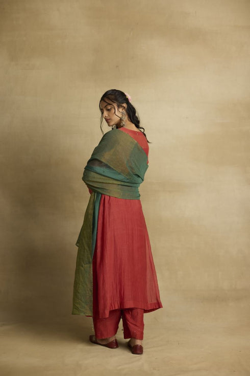 Naira brick rust kurta set