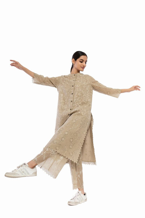 Natural cutwork handloom cotton tunic