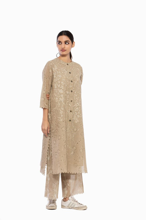 Natural cutwork handloom cotton tunic