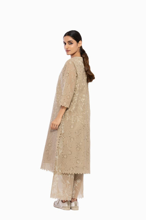 Natural cutwork handloom cotton tunic