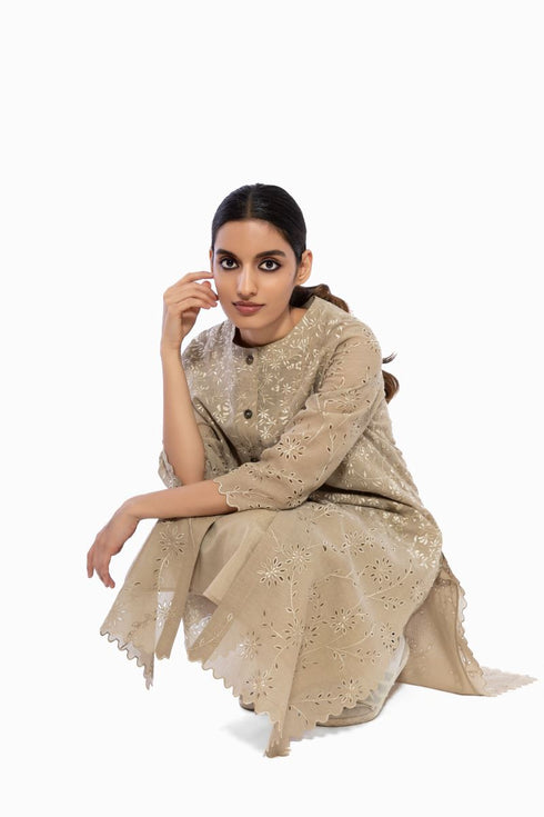 Natural cutwork handloom cotton tunic