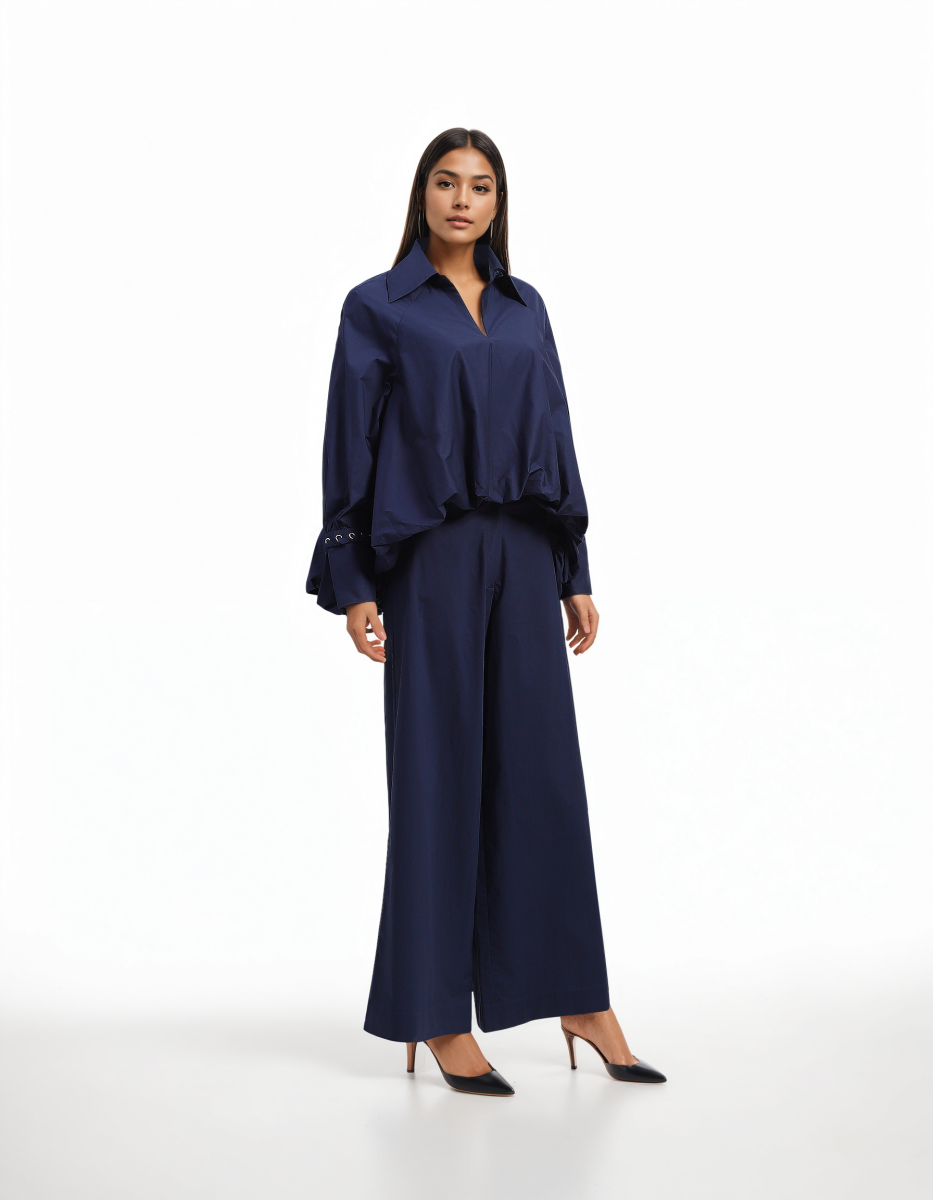 Balloon Striped Pant-Navy main image 1