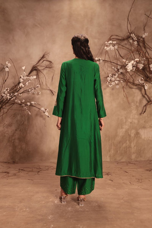 Nazakat green frockstyle kurta set
