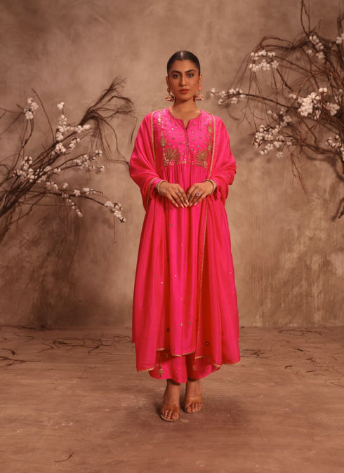 Nazakat hot pink frockstyle kurta set