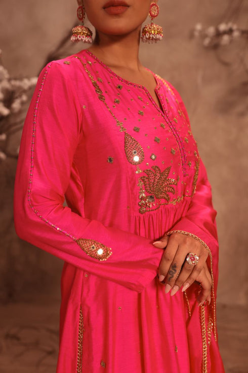 Nazakat hot pink frockstyle kurta set