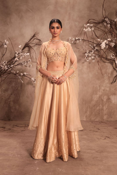Nazakat ivory heavy cape style lehenga set