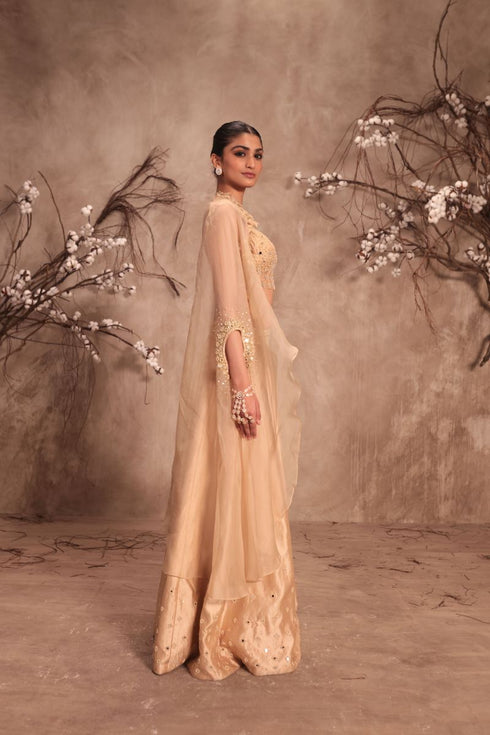 Nazakat ivory heavy cape style lehenga set