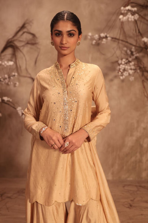 Nazakat ivory heavy mirror work Sharara set