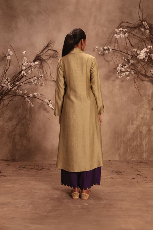 Nazakat light green collar kurta set