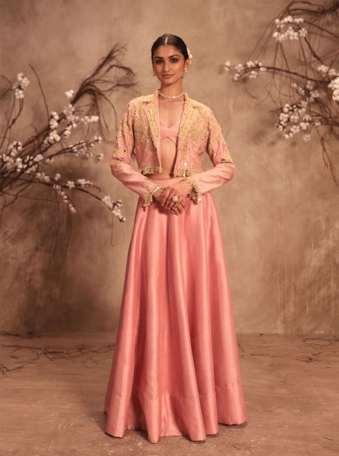 Nazakat light pink jacket style lehenga set