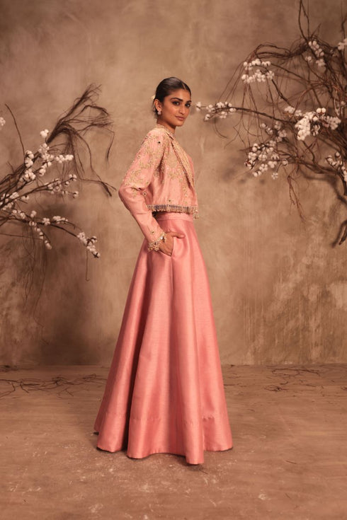 Nazakat light pink jacket style lehenga set
