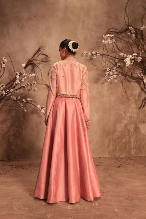 Nazakat light pink jacket style lehenga set