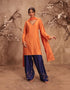 Nazakat orange jaal kurta set