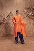 Nazakat orange jaal kurta set