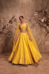 Nazakat yellow heavy mirror work lehenga set