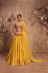 Nazakat yellow heavy mirror work sleeveless lehenga set